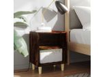 Vidaxl Comodini 2 Pz. Gambe In Legno Massiccio Rovere Fumé 40X30X50 Cm