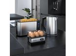 Cuociuova Arendo Per 6 Uova, Acciaio Inox, Funzione Keep Warm, Durezza Regolabile, Segnale Acustico, Incluso Misurino Con Raccogliuova, 400 Watt, Argento