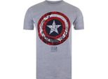 Capitan America - Maglietta Da Uomo TV783 (Xxl) (Grigio/Rosso/Blu)