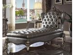Chaiselongues Chesterfield Chaise Divano In Pelle Relax Argento Barocco Rococò
