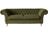 Divano Chesterfield Inglese Divano Da Ufficio Tre Posti In Velluto 230Cm Verde