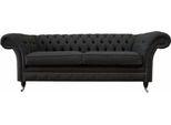 Soggiorno Divano Chesterfield Divano A Tre Posti Design Nero Mobili Nuovo