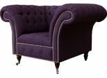 Poltrona Monoposto Lusso 1 Posto Design Tessuto Viola Chesterfield