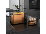 Set Da Colazione Arendo 2 Pezzi, Tostapane A 4 Fessure Lunghe 1500W, Cuociuova A 3 Fessure, Rame