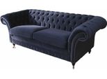 Divano Chesterfield In Velluto Blu Per Il Salotto Divani Tessili A 3 Posti