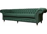Divano 3 Posti Verde Soggiorno Design Moderno Tappezzeria Tessuto Lusso Nuovo