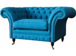 Poltrona Chesterfield Blu Imbottitura Divano Divano 1,5 Posti Monoposto Tessile