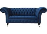 Chesterfield Inglese Per Ufficio Divano Divano 2 Posti Blu Reale