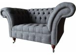 Poltrona Chesterfield Design Rivestimento Grigio Divano Tessile 1 Posto