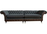 Design Chesterfield Tessuto Divano 4 Posti Tappezzeria Grigio Divani Nuovo