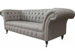 Chesterfield 3 Posti Imbottito Divano Divano Tessile Stile Moderno Grigio