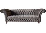 Divano Chesterfield Inglese, Divano Da Ufficio A Tre Posti In Velluto 230Cm Taupe