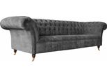 Divano Chesterfield 3 Posti Imbottitura Seduta Tessuto Grigio Divano Divano