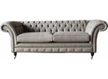 Divano Chesterfield Inglese, Divano Da Ufficio A Tre Posti In Velluto 230Cm Grigio