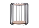 Casablanca Beistelltisch, Rund, "Gabbia"", Mdf, Metall, Naturfarben, Schwarz, , L. 39 Cm, B. 44 Cm, H. 51,5 Cm 74129"