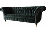 Divano Chesterfield Design Divano 3 Posti Tappezzeria Tessuto Tappezzeria Verde Nuovo