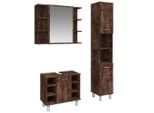 Vidaxl Set Di Mobili Da Bagno A 3 Pezzi In Legno Di Quercia Affumicata