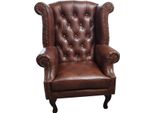 Chesterfield Wing Chair Poltrona In Pelle Poltrona Monoposto Lounger Marrone Moderno