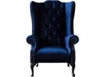 Poltrona Ad Ala Divano Chesterfield Divano Imbottito 1 Posto Poltrona Tessile Blu