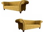 Divano Chesterfield 2X Divano A 2 Posti Tessile Divani Moderni Nuovo Set