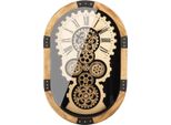 Gilde Wanduhr, Oval, "Lado"", Zahnradmotiv, Kunststoff, Mdf, Metall, Goldfarben, Schwarz, Ve 1, L. 8 Cm, B. 38,5 Cm, H. 58 Cm 52640"
