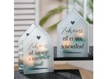 Gilde Teelichtleuchter, Haus, "Zuhause"", Spruch, Glas, Weiß, , 2 StüCk Wie Abgebildet, L. 6 Cm, B. 13 Cm, H. 20 Cm 40346"
