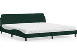 Vidaxl Letto Con Materasso "Dover"" Verde Scuro 200X200 Cm In Velluto"