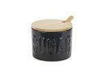 Zuccheriera In Ceramica Con Coperchio In Bambù - Opzioni Di Colore: Turchese, Nero, Bianco, Giallo - Dimensioni: 10X8X10 Cm