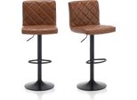 Meisterhome® Sgabello Da Bar Set Di 2 - Regolabile In Altezza Con Schienale Sgabello Da Bar, Sgabello Girevole, Sgabello Da Cucina Con Poggiapiedi, Acciaio Inox Similcuoio, Sedile Imbottito, Per Sgabelli Da Banco, Cucine Abitabili, Hotel, Sgabello Da Bar, Colore: Marrone