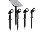 Luxula Set Di Luci Solari Da Giardino A Led, 5W, 3000K, 200Lm, Bianco Caldo, IP54, Nero, 4 Pezzi
