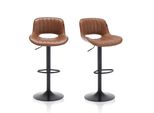 Meisterhome® Sgabello Da Bar Set Di 2 - Regolabile In Altezza Con Schienale Sgabello Da Bar, Sgabello Girevole, Sgabello Da Cucina Con Poggiapiedi, Acciaio Inox Similcuoio, Sedile Imbottito, Per Sgabelli Da Banco, Cucine Abitabili, Hotel, Sgabello Da Bar, Colore: Marrone