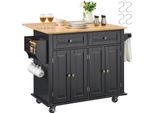 Carrello Ad Isola Per Cucina Vevor, Carrello Mobile Da 110 Cm Con Piano In Legno E Armadietto, Tavolo Mobile Con Piano Pieghevole, Portaspezie, Portasciugamani, Ripiano Regolabile, Cassetto E Gancio, Carrello Ad Isola Portatile