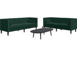 Set Di Divani Chesterfield A 2 Pezzi Con Imbottiture Velluto Verde Scuro