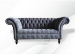 Chesterfield 2 Posti Divano Soggiorno Divano Imbottito Sedile Tessile Set Grigio