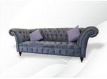 Chesterfield 3 Posti Xxl Sedile Imbottito Divano Set Divano Grande Grigio Nuovo