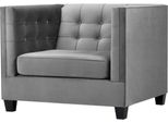 Poltrona Chesterfield Tessuto Grigio Nuovo Soggiorno Moderno Mobili Creativi Loft