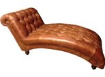 Chesterfield Brown Chaise Longue Mobili Lounger Soggiorno Design Moderno Divano Nuovo