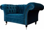 Poltrona Chesterfield Design Tappezzeria Divano Divano Blu Tessile Mobili Nuovo