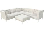 Divano Angolare Sgabello Crema Bianco Grande Tessuto Textill Divani Chesterfield Mobili 2 Pezzi.