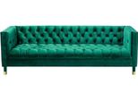 Divano Verde A Tre Posti In Tessuto Chesterfield Design Divano Imbottito Soggiorno 230Cm