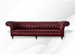 Divano Rosso Grande Divano Chesterfield 265Cm Xxl Imbottito Divani 4 Posti Pelle Tessuto Nuovo