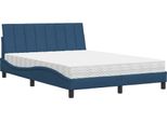 Vidaxl Letto Con Materasso "Hanko"" Blu 140X200 Cm Tessuto"