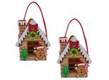 Sacchetto Decorativo Casetta Di Pan Di Zenzero In Set Di 2 - Circa 21 X 17 X 8 Cm - Sacchetto Regalo Da Esporre