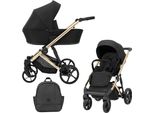 Passeggino Kunert Arizo Premium 2In1 Nero Con Struttura Dorata, Navicella E Accessori