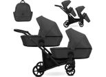 Kunert Brav Duo 2In1 Passeggino Doppio In Grafite Con Ruote In Gel E Telaio Nero