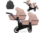 Passeggino Doppio Kunert Brav Duo 2In1 In Rosa Con Ruote Gialle E Telaio Nero