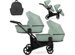 Passeggino Doppio Kunert Brav Duo 2In1 Color Menta Con Ruote Gialle E Struttura Nera
