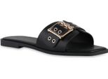 Van Hill Donna Mules Sandali Fibbie Occhielli Scarpe 841727, Colore: Nero, Taglia: 37