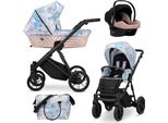 Carrozzina Kunert Ivento 3In1 In Rosa/Blu Con Telaio Nero E Design Moderno