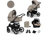 Carrozzina Kunert Mata 3In1 In Marrone Con Telaio Nero E Attrezzatura Cosmo